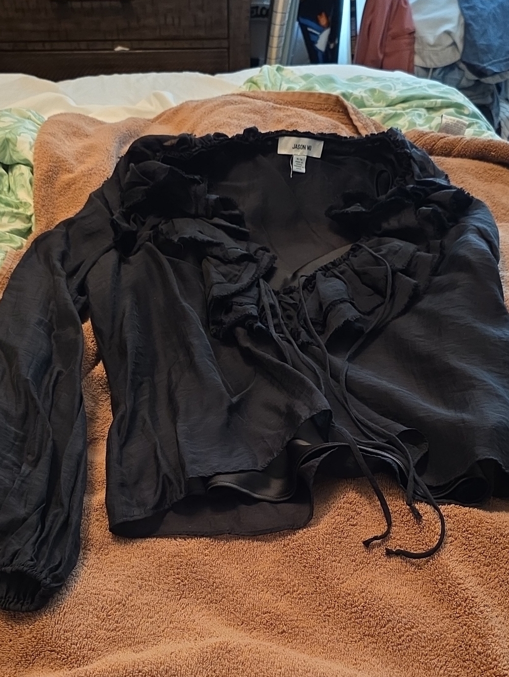 Jason Wu Black Ruffled Tie-Front Blouse